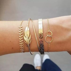 5 piece gold colored bracelet set